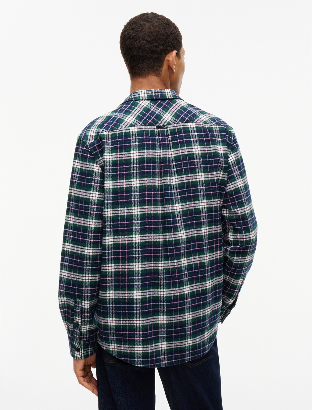 Relaxed Fit Logo Embroidery Flannel Shirt, Velvet Green Check, hi-res