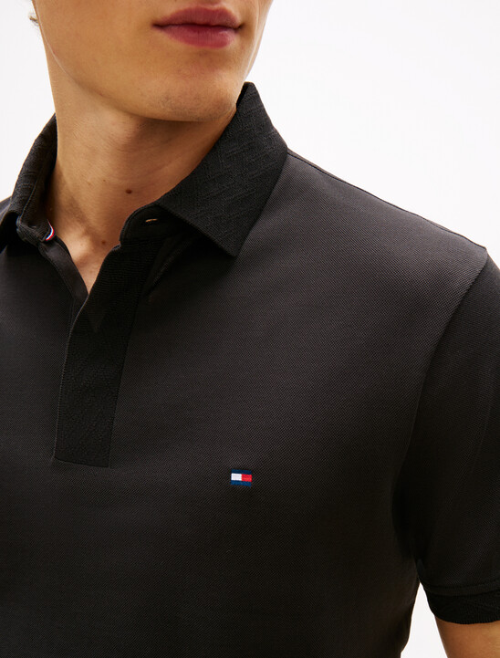 Regular Pique Jacquard Collar Polo Shirt