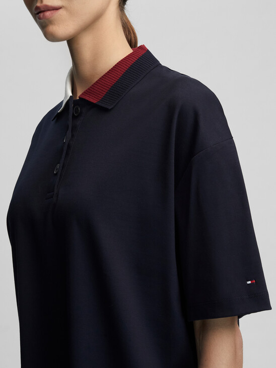 亞洲獨家經典條紋寬鬆 Polo 連身裙