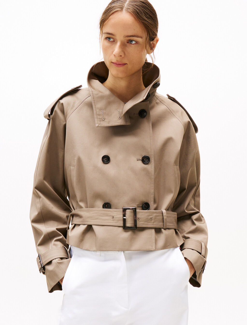 Cropped Trench Coat, Tundra Brown, hi-res