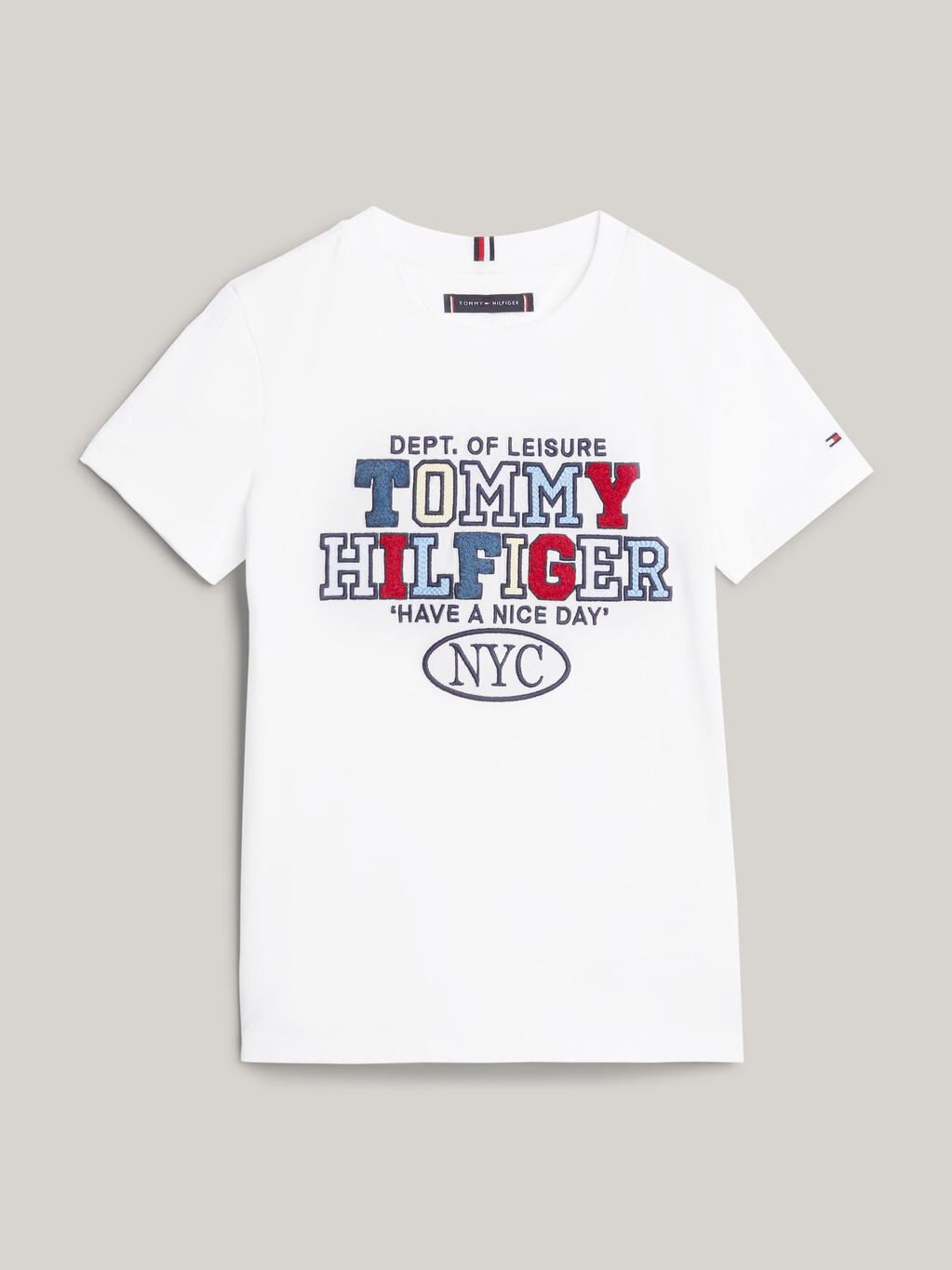 Slogan Embroidery Towelling T-Shirt, White, hi-res