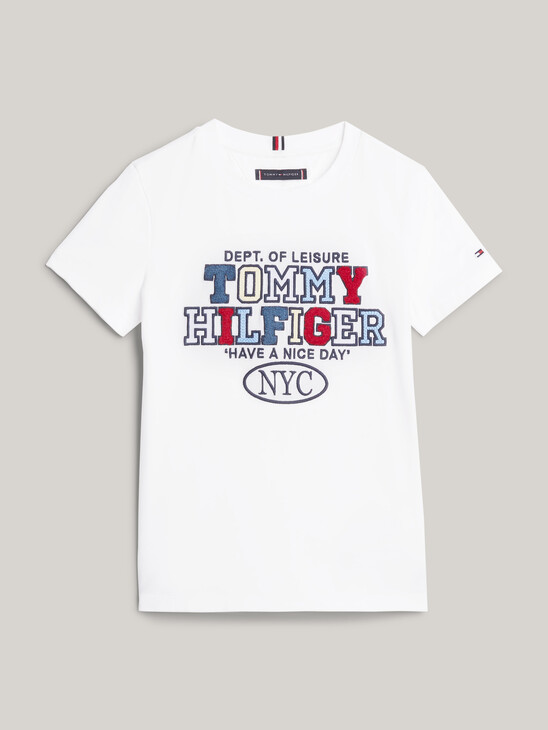 Slogan Embroidery Towelling T-Shirt