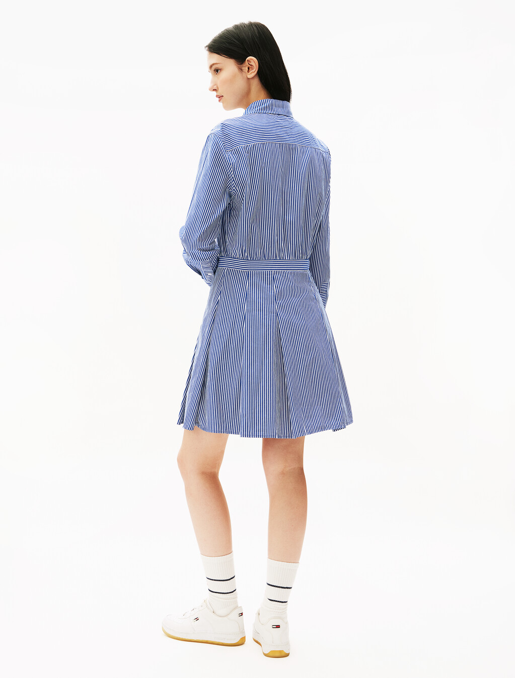 細條紋府綢襯衫連身裙, Navy/White Stripe, hi-res
