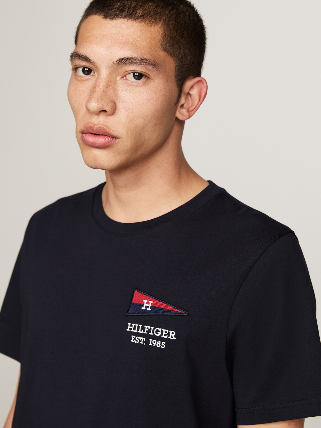 Exclusive Hilfiger Flag Crew Neck T-Shirt, Desert Sky, hi-res