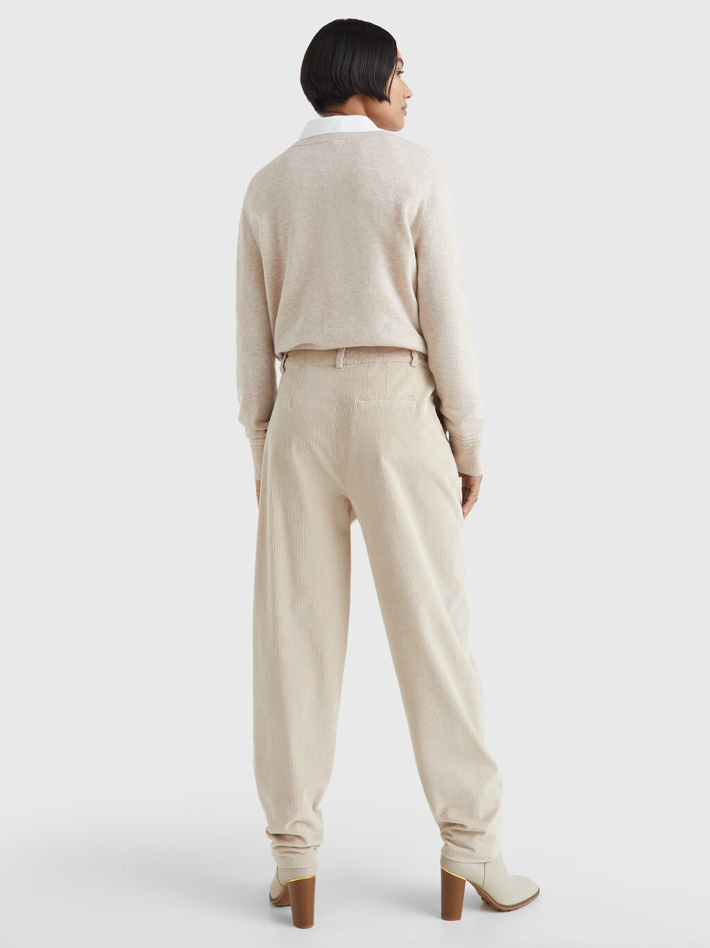 Tapered Corduroy Trousers, White Clay, hi-res
