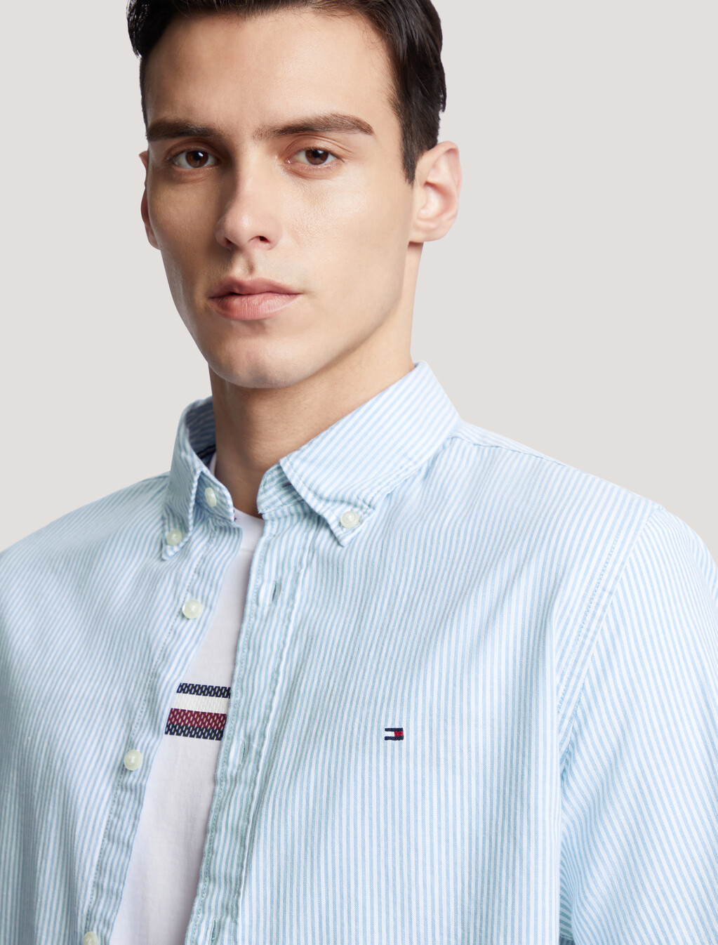 Flag Stripe Short Sleeve Shirt, Copenhagen Blue / White, hi-res