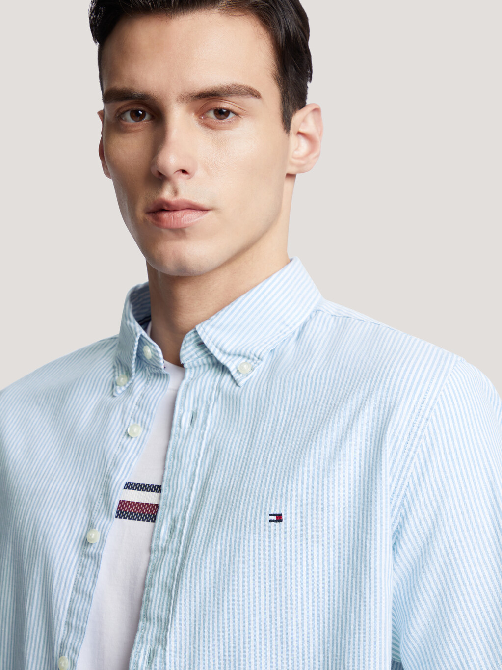 Flag Stripe Short Sleeve Shirt, Copenhagen Blue / White, hi-res
