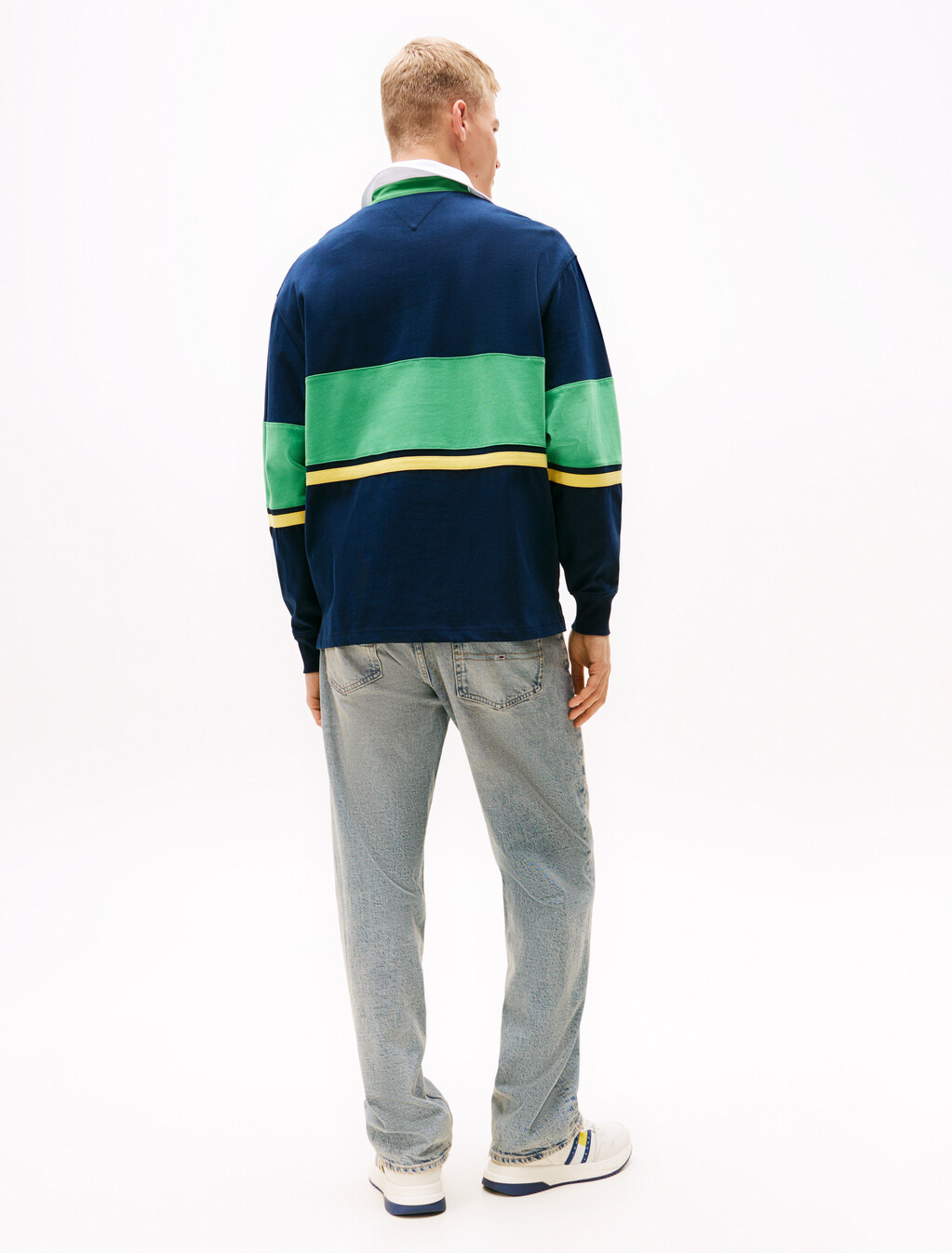 Relaxed Color Block Rugby Shirt, Dark Night Navy, hi-res