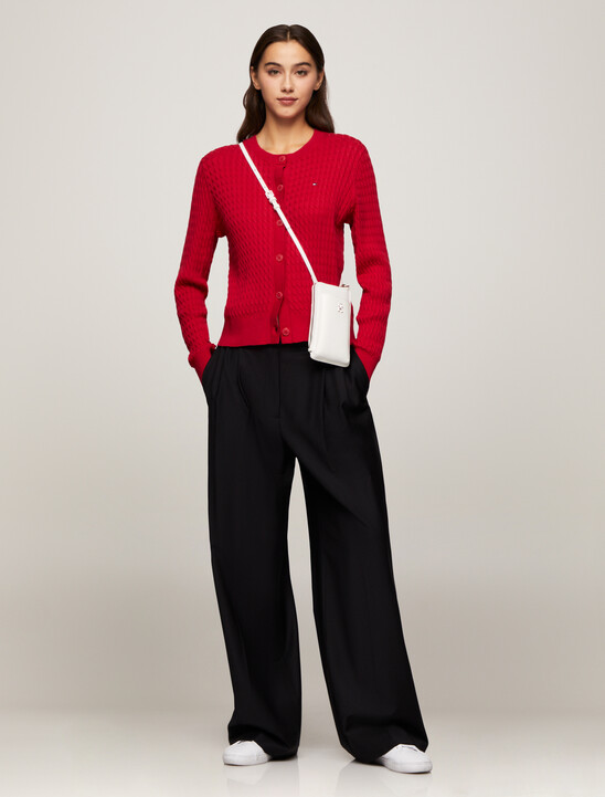 Cable Knit Crew Neck Cardigan