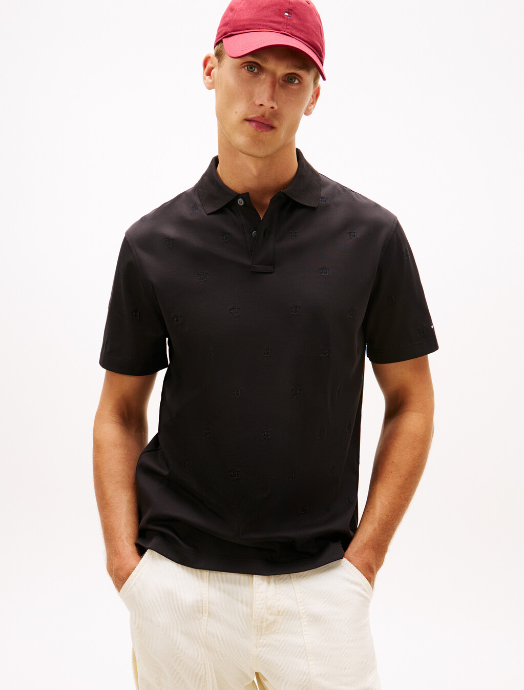 All Over Monogram Polo, Black, hi-res