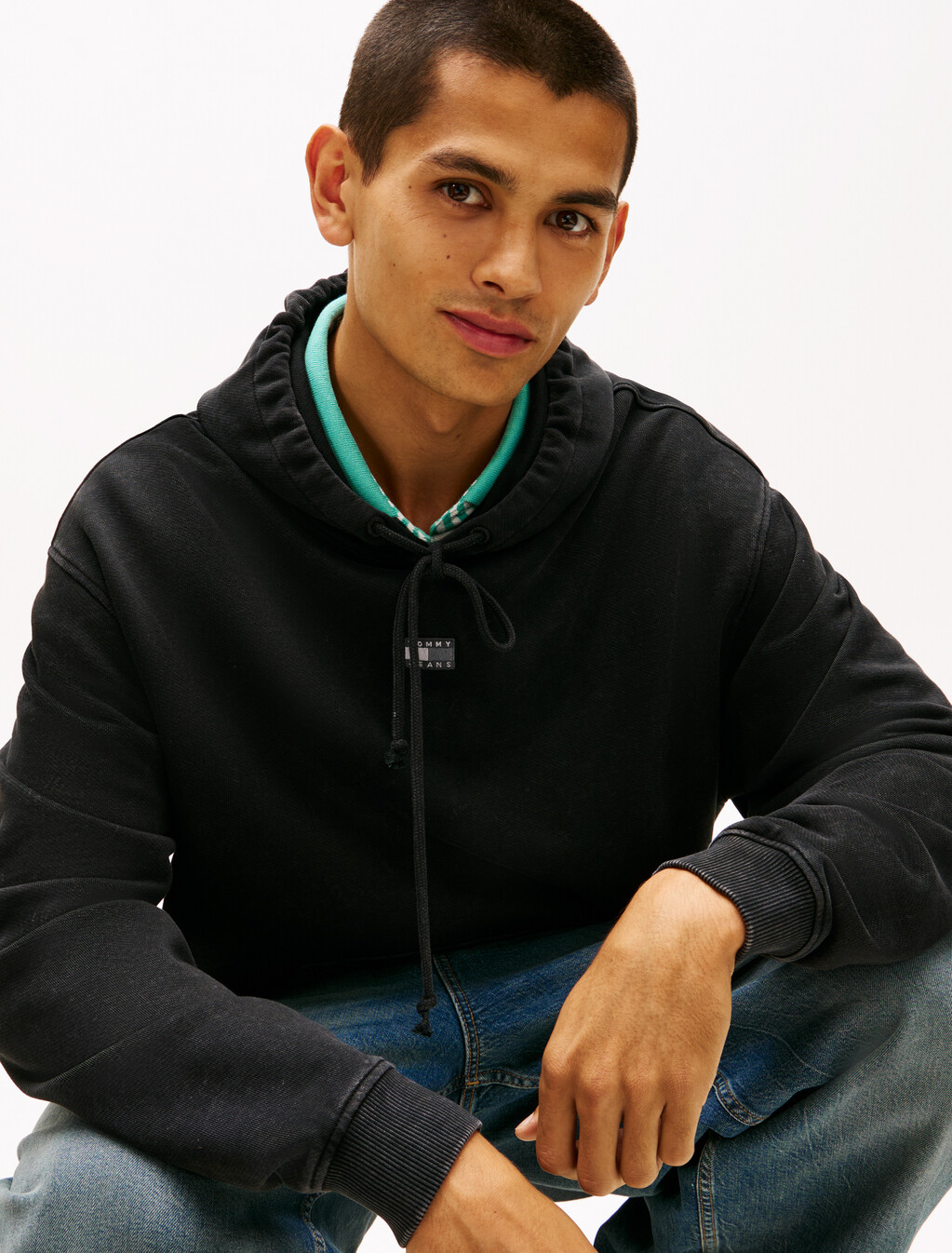 Overdyed Back Flag Badge Relaxed Hoody, Black, hi-res