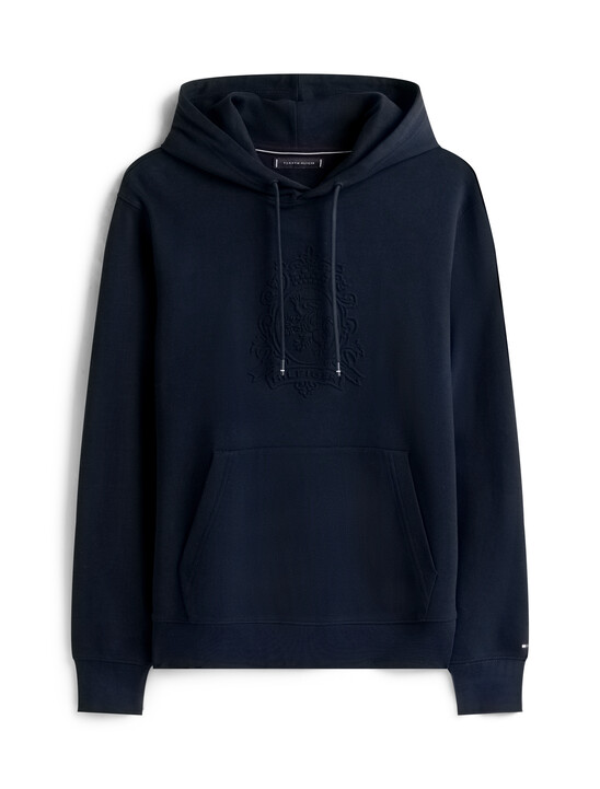 Embossed Crest Cotton Pique Hoodie