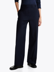 Wool Blend Relaxed Straight Leg Trousers, Dark Night Navy, hi-res