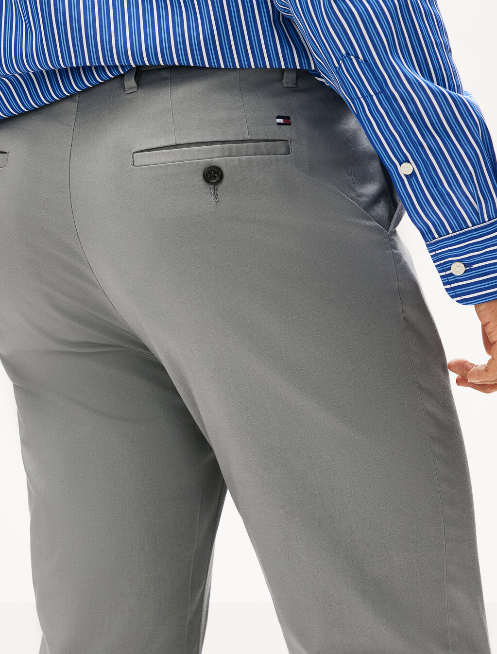 Cotton Satin Denton Woven Pants, Hydrogen Grey, hi-res