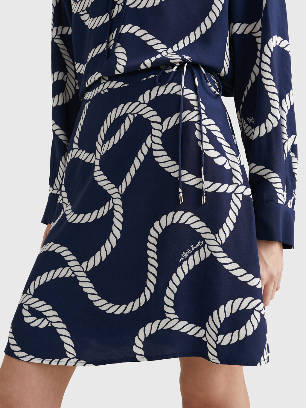 Rope Print Mini Skirt, Coastal Rope Carbon Navy, hi-res