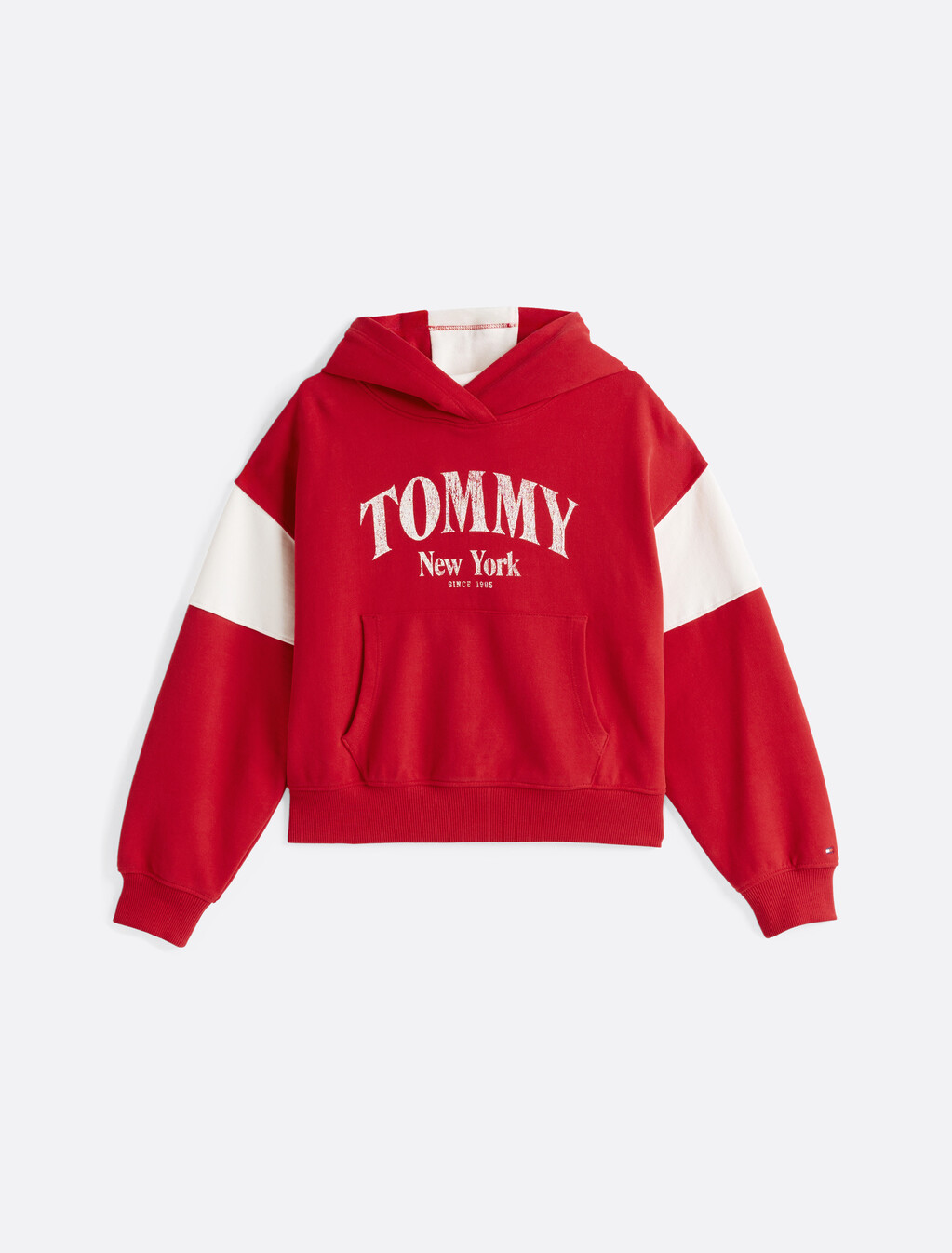Colour-Blocked Varsity Hoody, Red Hot, hi-res
