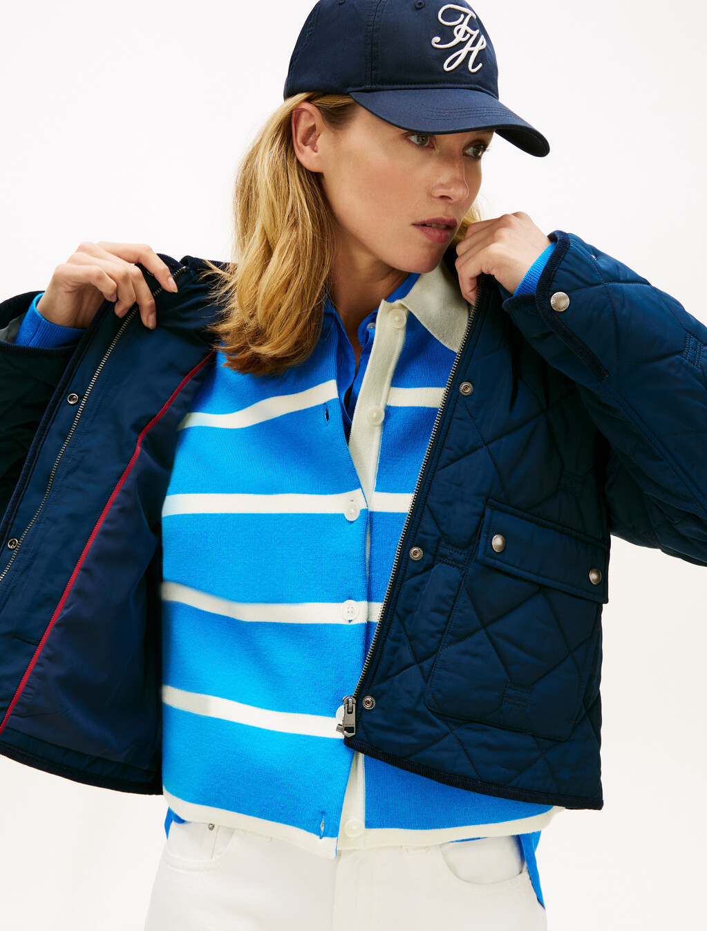 Padded Flag Quilted Water Repellent Jacket, Dark Night Navy, hi-res