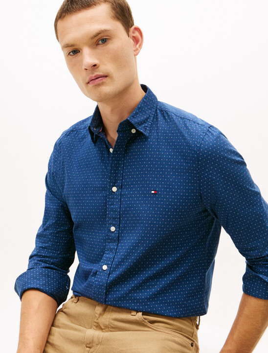 Flex Poplin Mini Print Slim Shirt