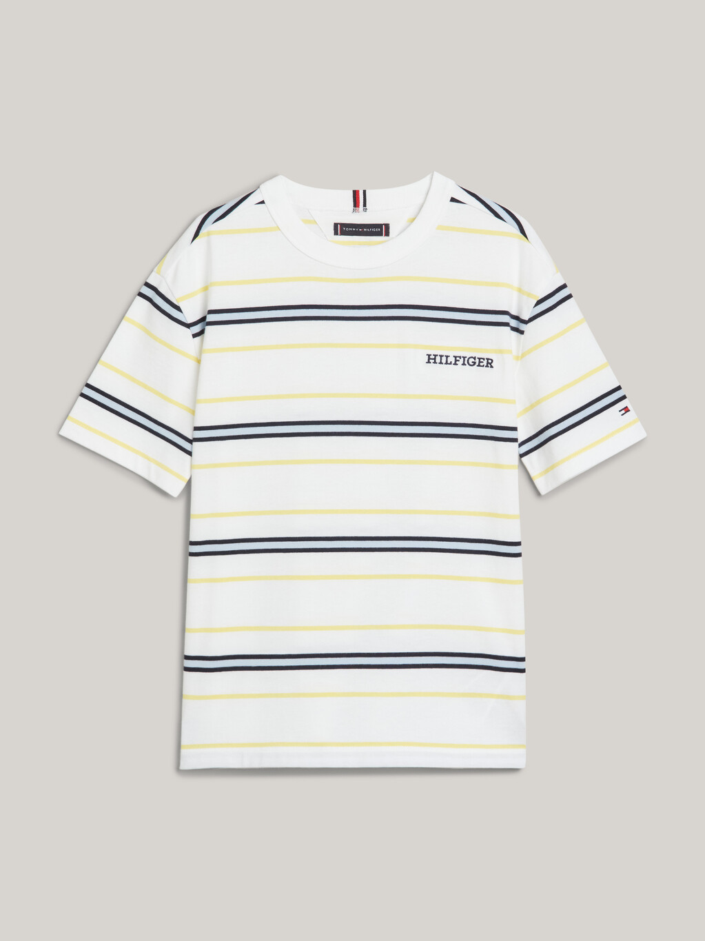 Hilfiger Monotype 條紋 T 恤, White Base/Yellow Stripe, hi-res