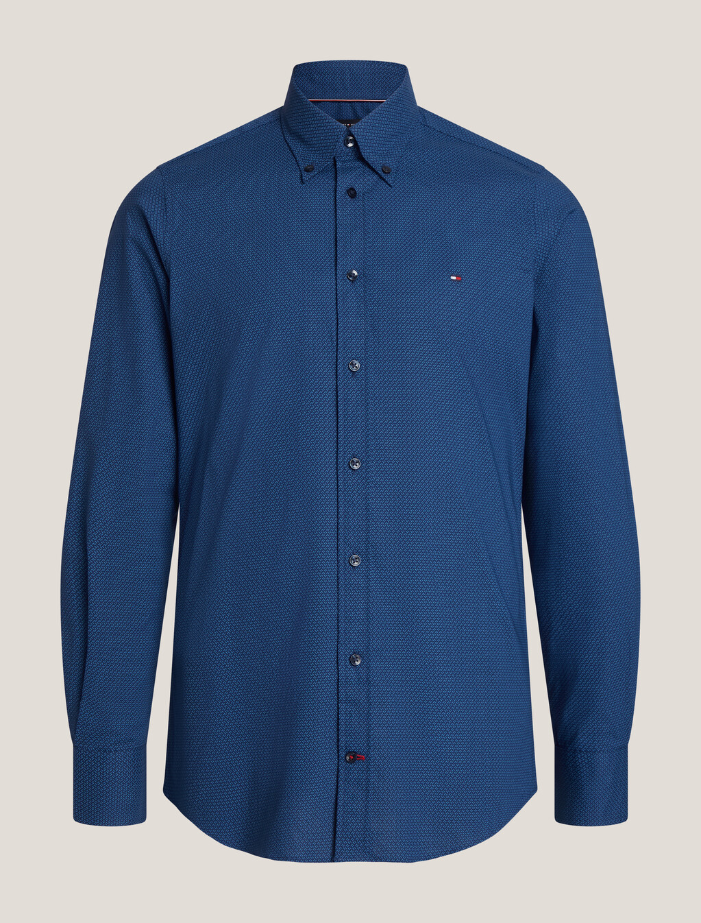 Stretch Micro Print Slim Shirt, Dark Navy / Multi, hi-res