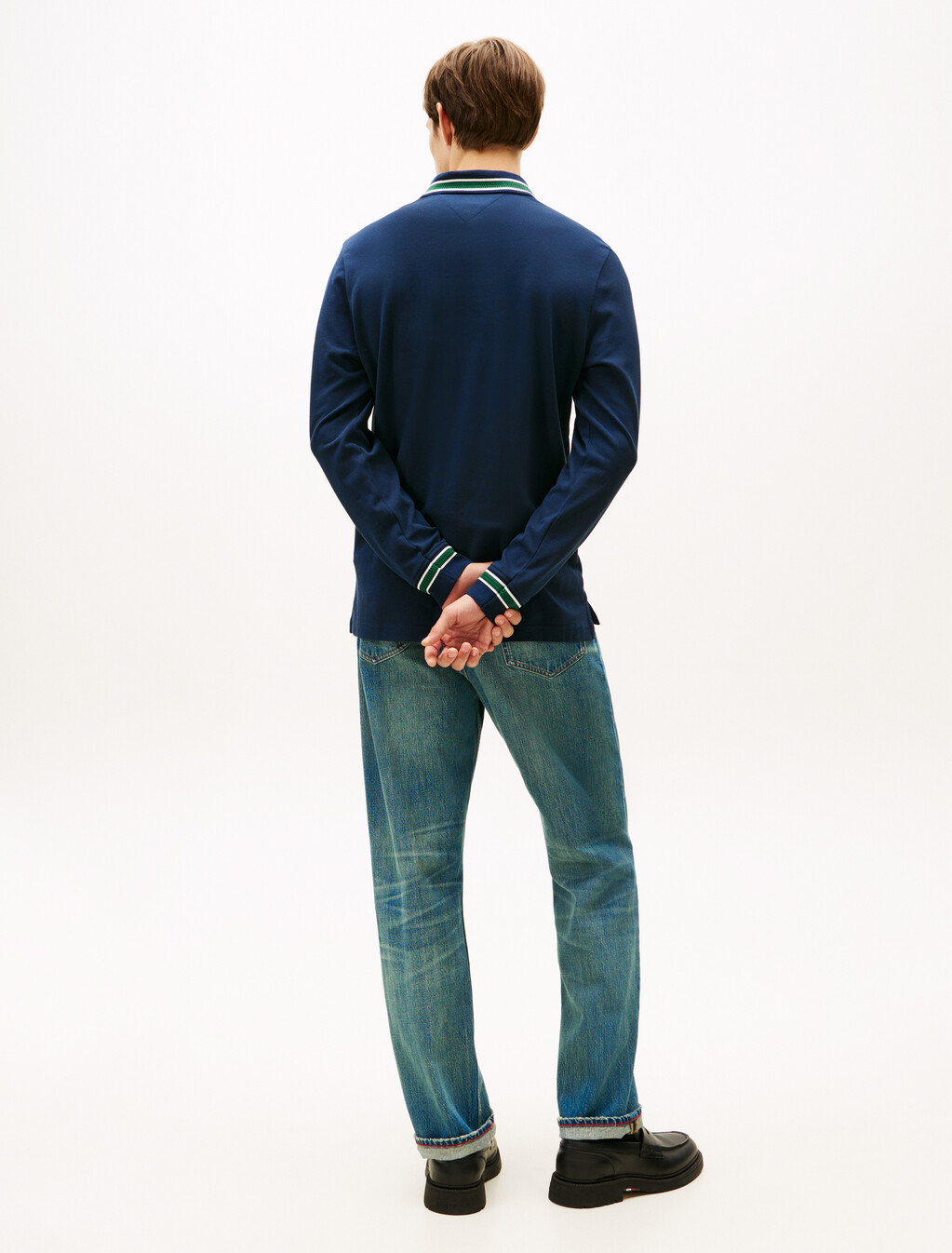 Regular Fit Tipped Long Sleeve Polo Shirt, Dark Night Navy, hi-res