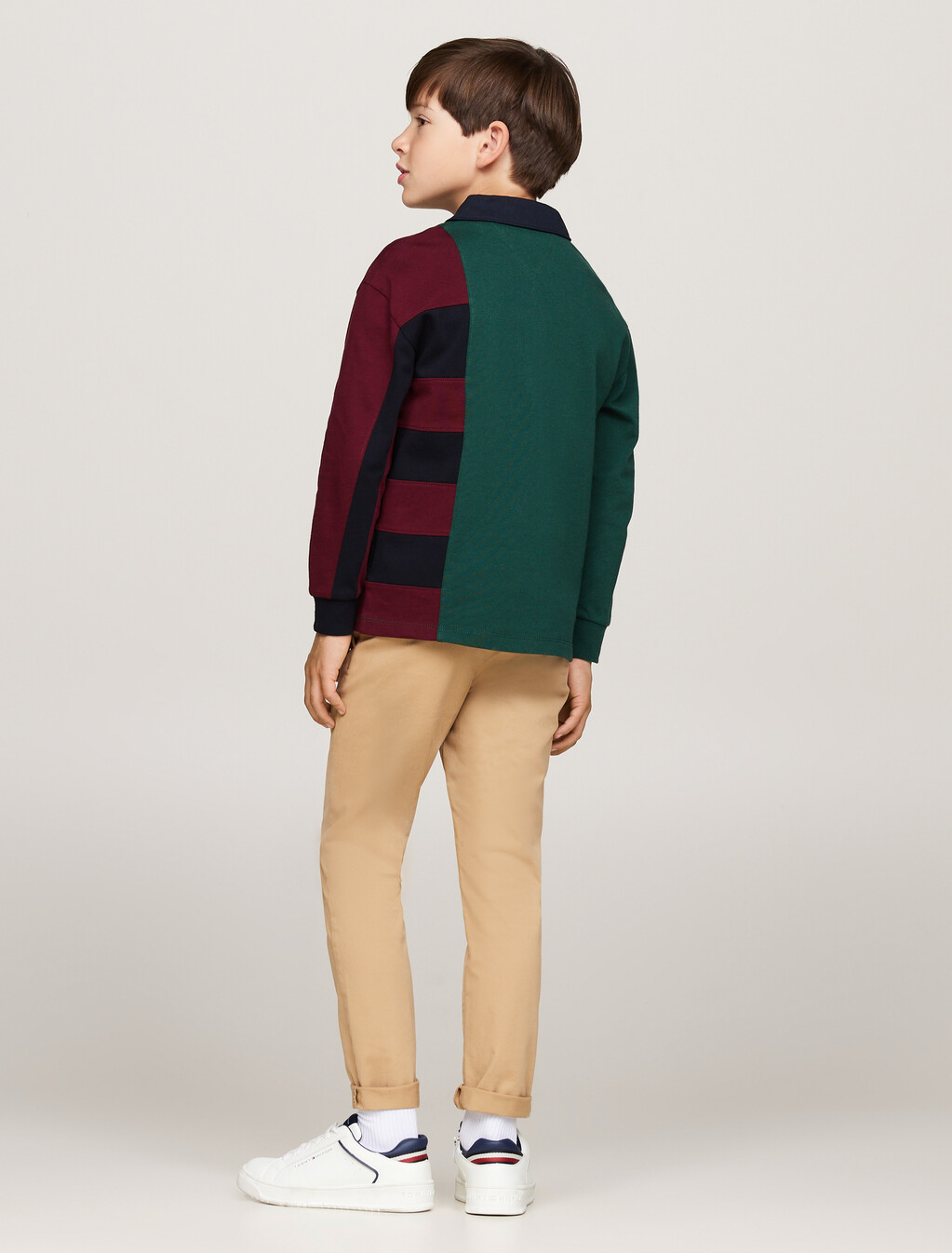 拼色長袖標準版型 Polo 衫, Ornamental Green / Rouge / Blue, hi-res