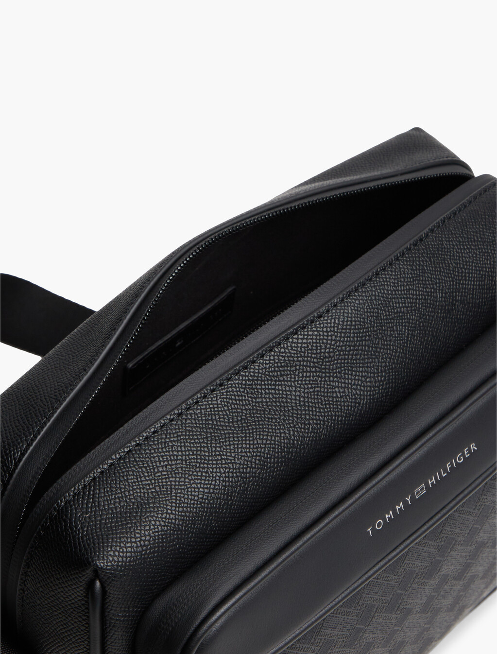 Modern Textured Flag Crossbody Messenger Bag, Black, hi-res