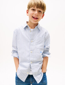 Mixed Stripe Shirt, Breezy Blue, hi-res