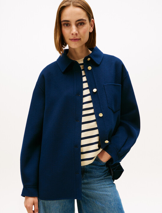 Wool Blend Pocket Regular Shacket