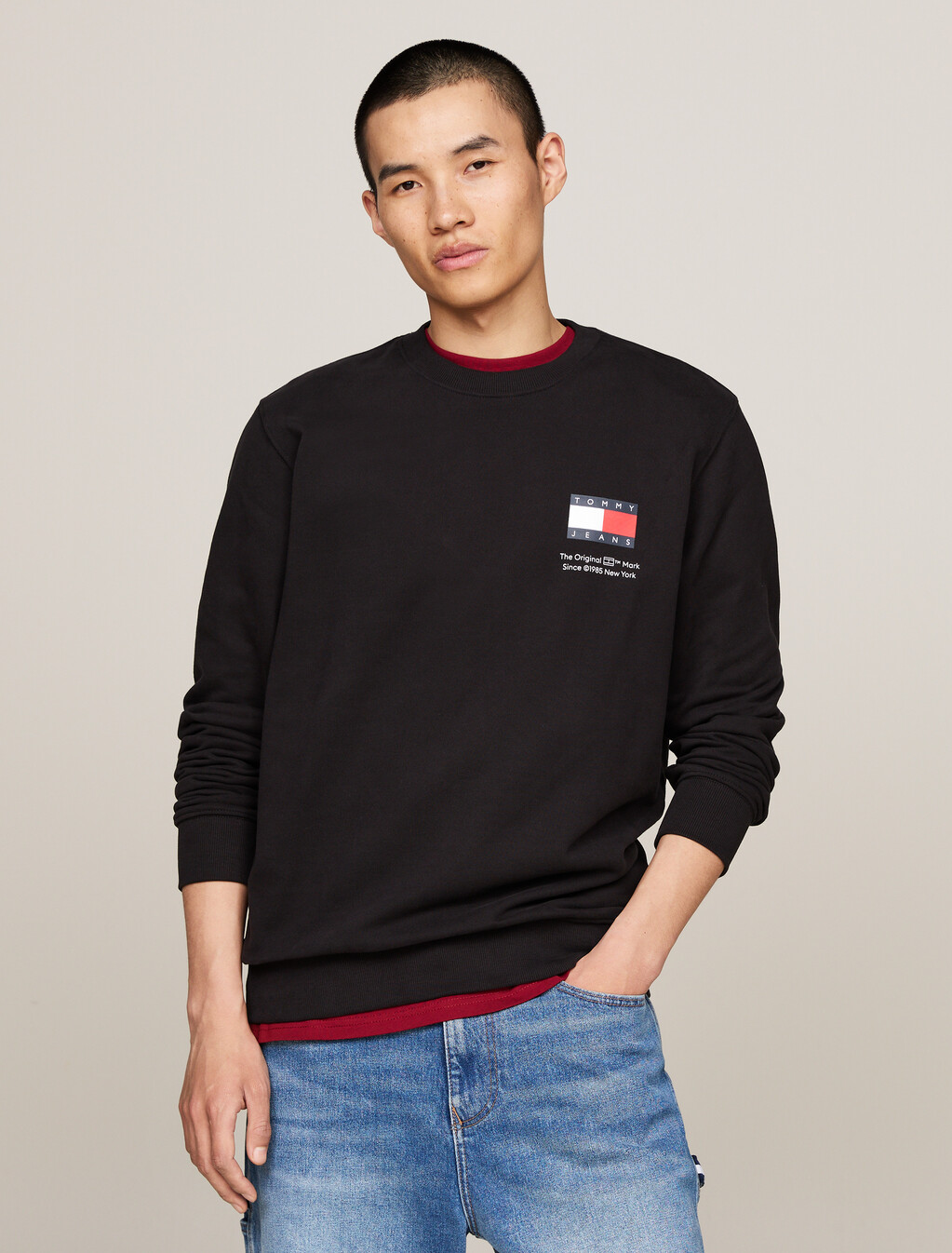 Crew Neck Logo Sweatshirt, Black, hi-res