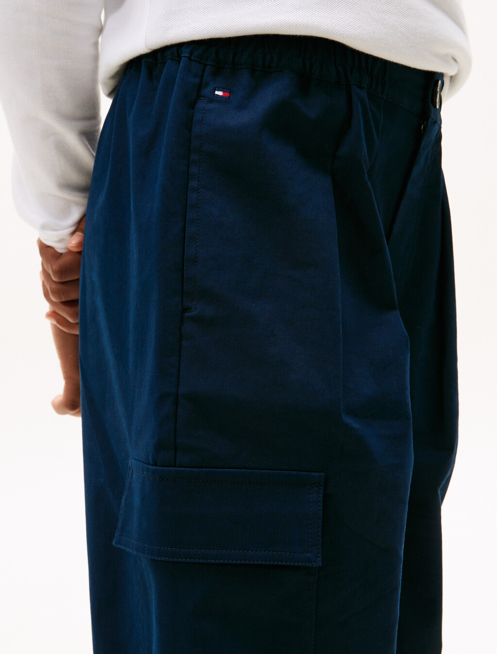 飾褶斜紋布工裝長褲, Dark Night Navy, hi-res