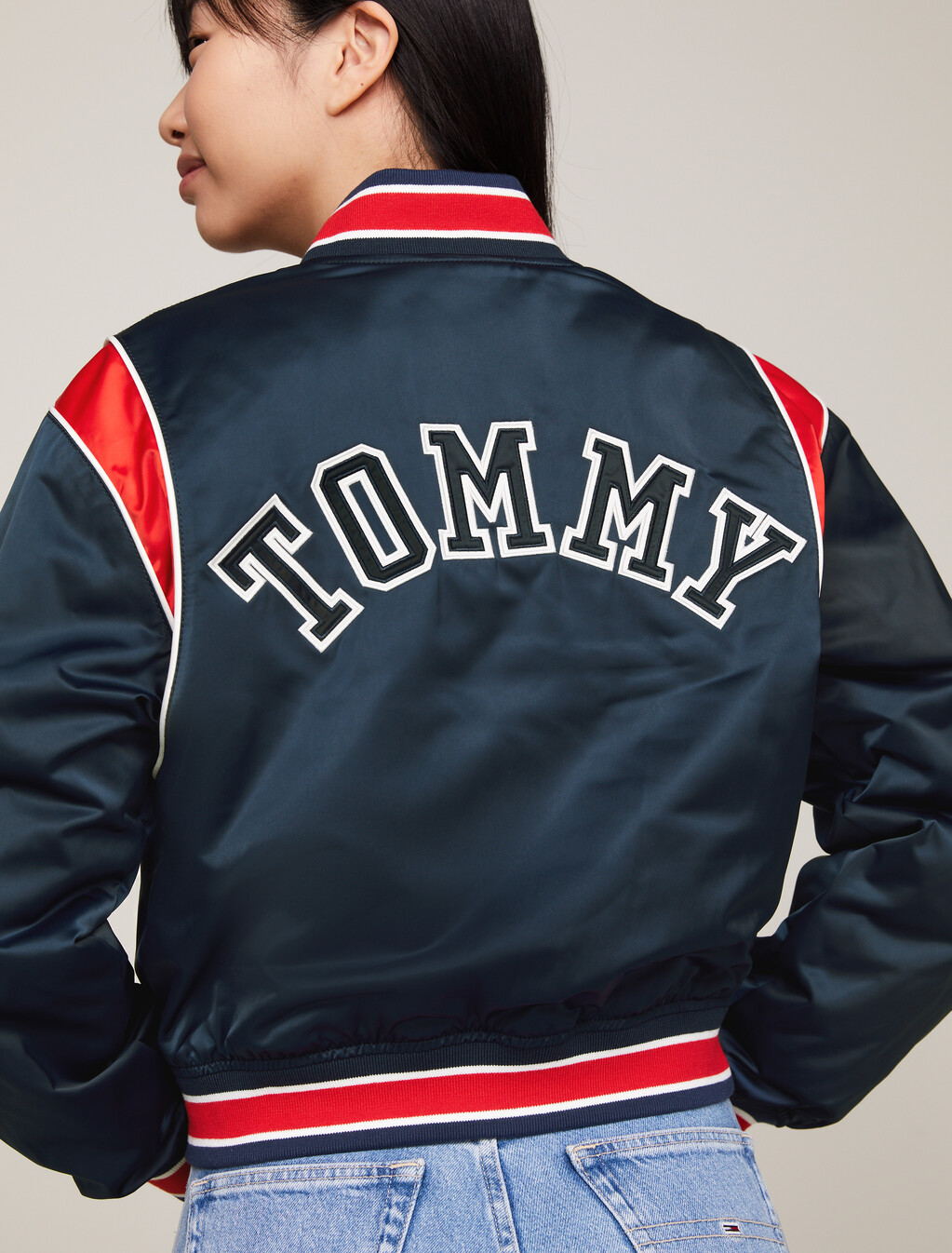TJ x INTERNATIONAL GAMES Satin Bomber Jacket, Twilight Indigo, hi-res