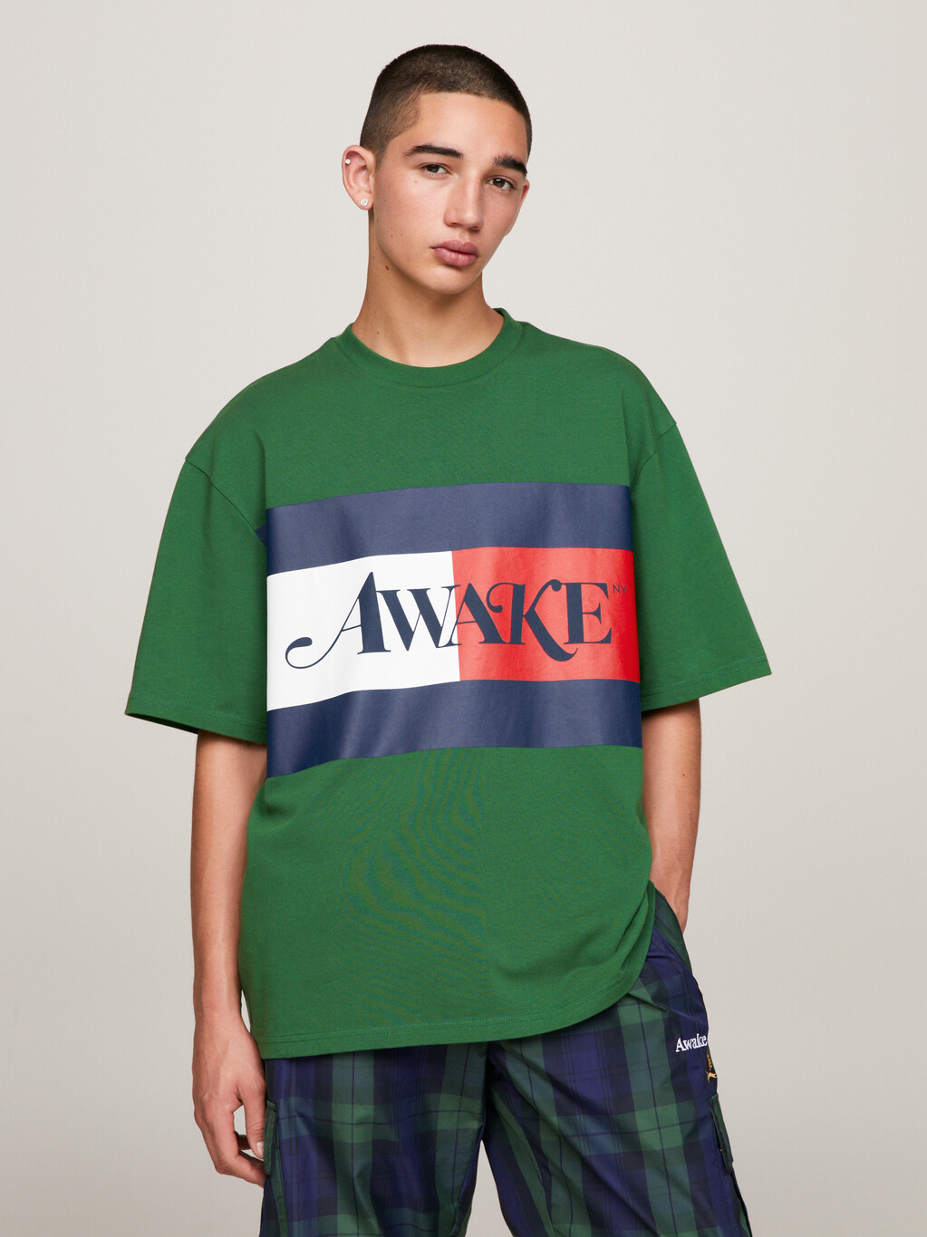 Tommy X Awake Ny 後背標語寬鬆 T 恤, Aviator Green, hi-res
