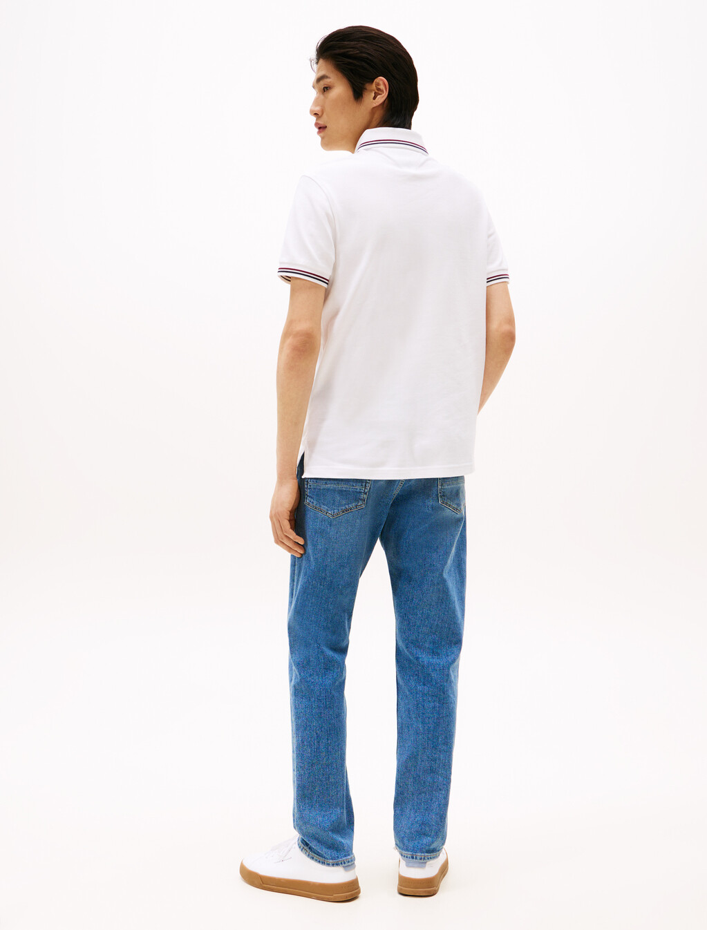飾邊修身 Polo 衫, White, hi-res