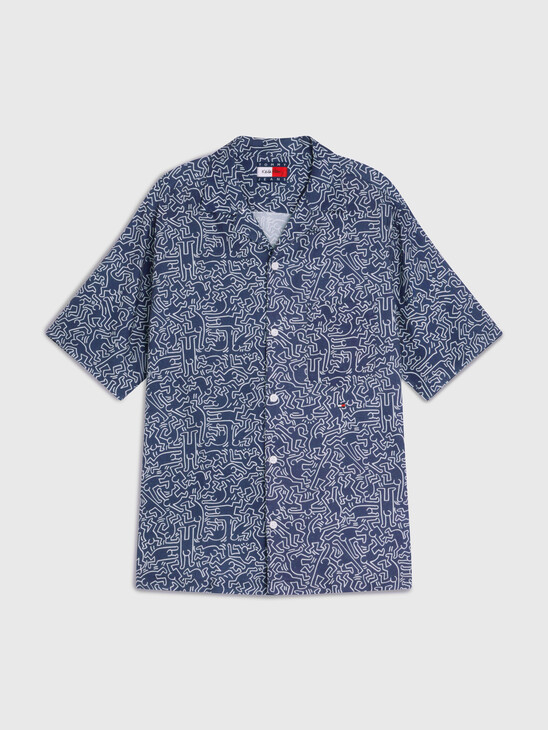TOMMY X KEITH HARING DANCING MAN PRINT DUAL GENDER RELAXED SHORT SLEEVE SHIRT