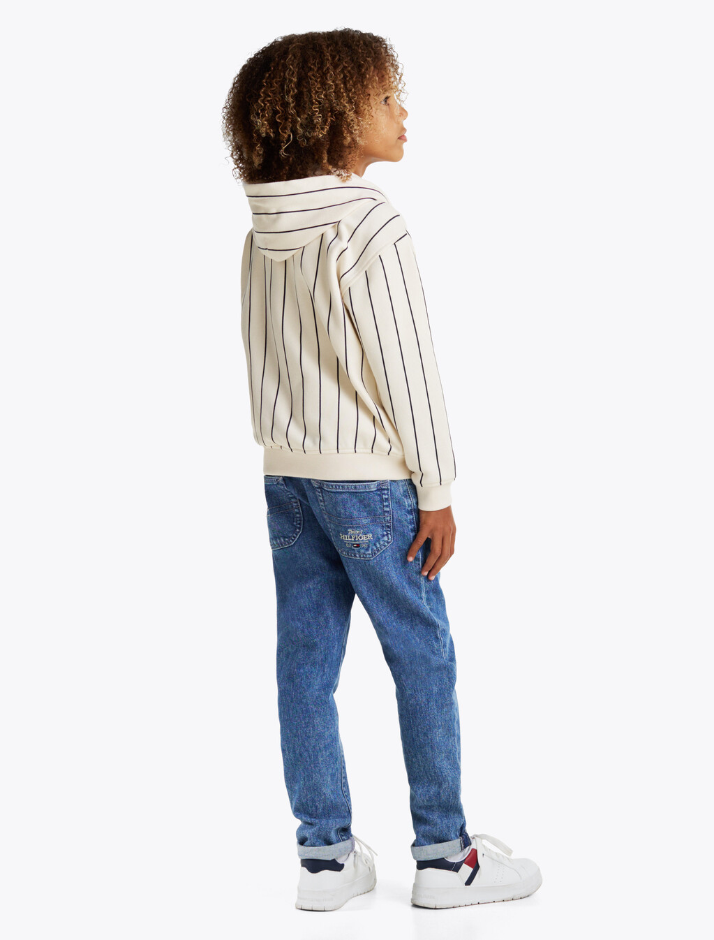Hilfiger Monotype Stripe Bomber Hoody, White Stripe, hi-res
