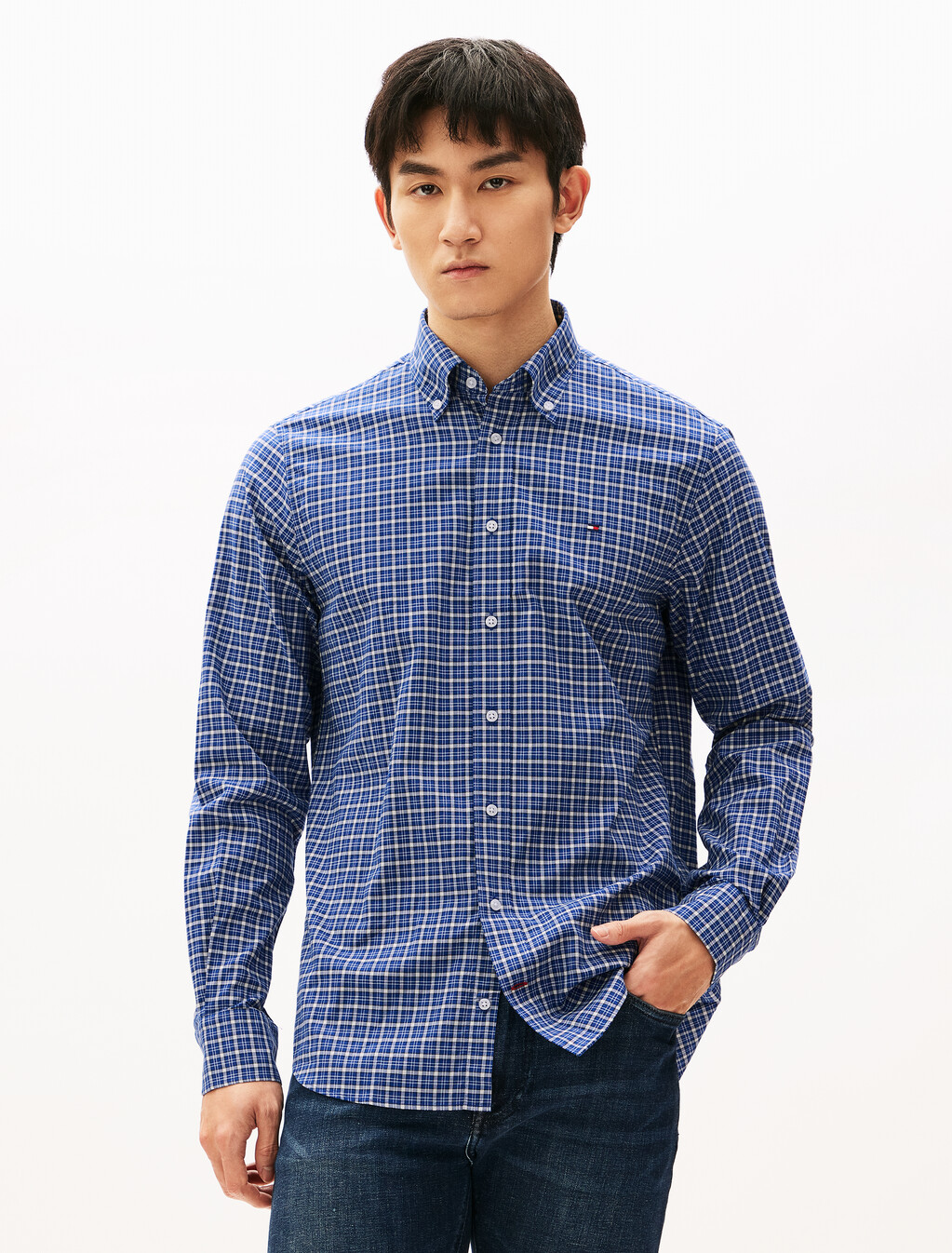 牛津格紋襯衫, Wedge Blue / Check, hi-res