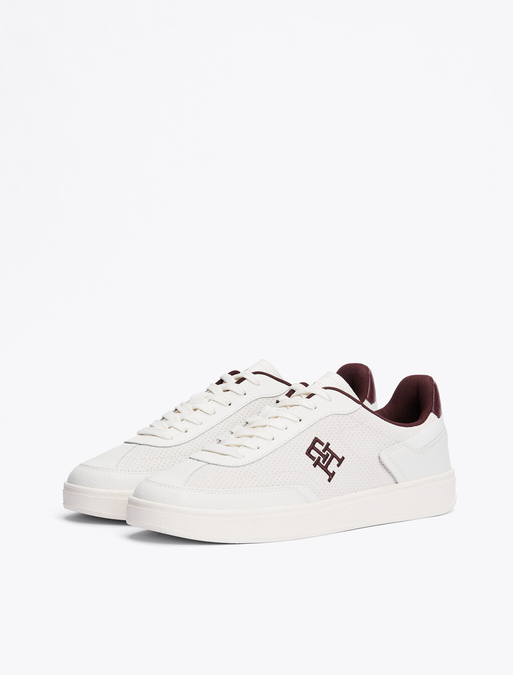 TH Monogram Colour-Blocked Trainers, White/Burgundy Velvet, hi-res