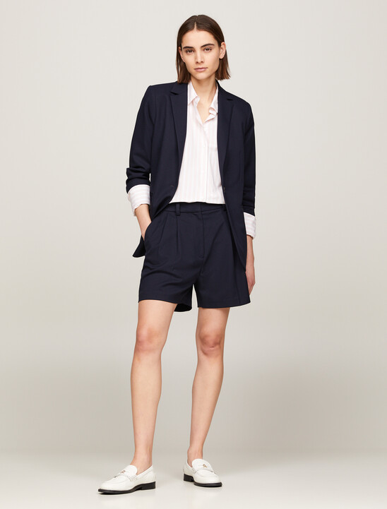 TH Monogram Pleated Mid Rise Chino Shorts
