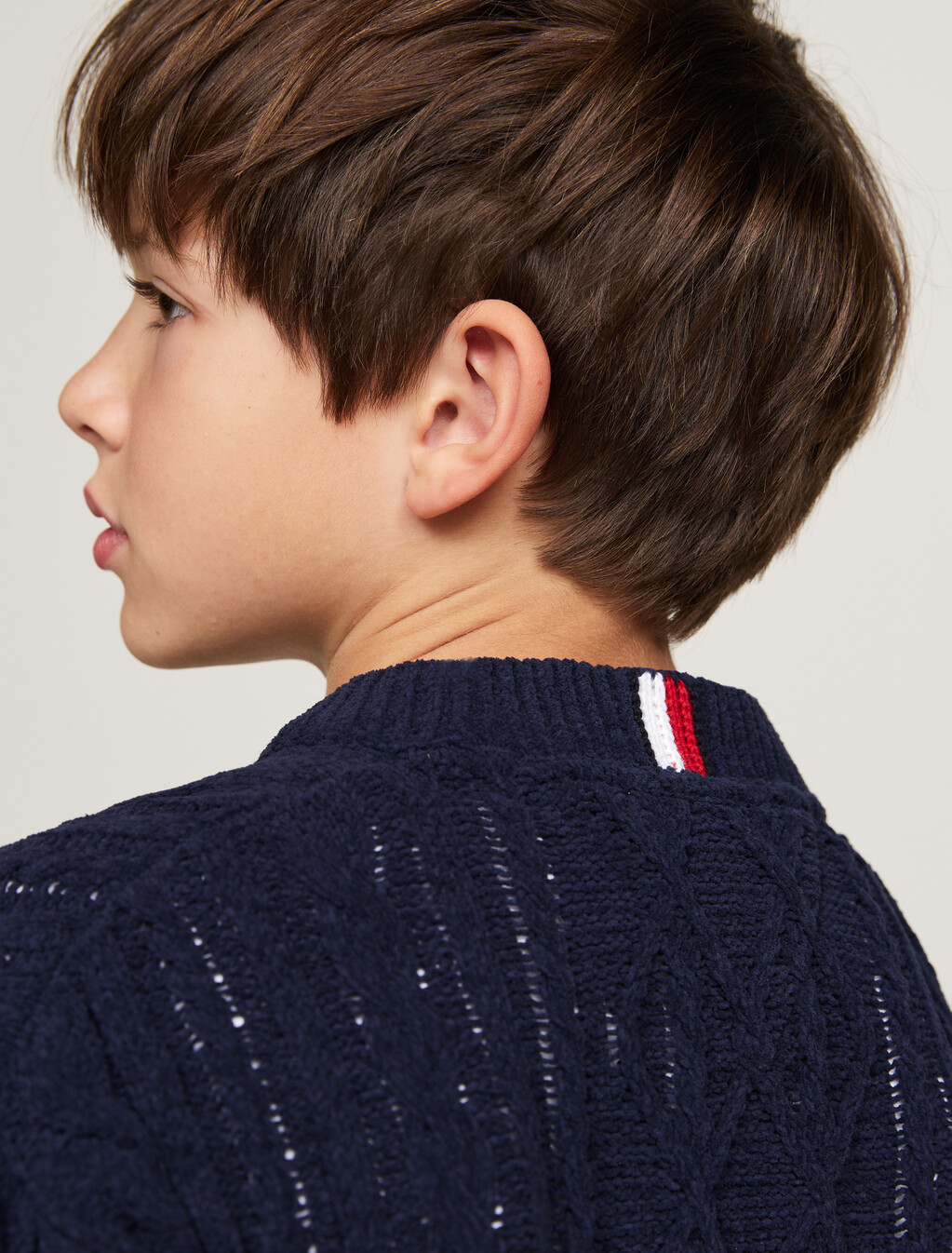 Global Stripe Chenille Cable Knit Jumper, Desert Sky, hi-res