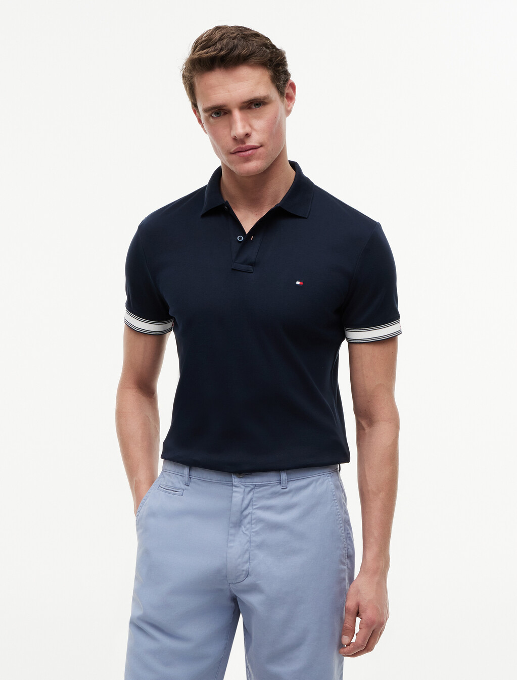 Fluid Cotton 純棉修身 Polo 衫, Desert Sky, hi-res