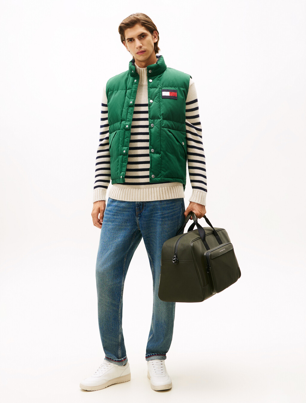 Water Repellent Square Down Gilet, Ornamental Green, hi-res
