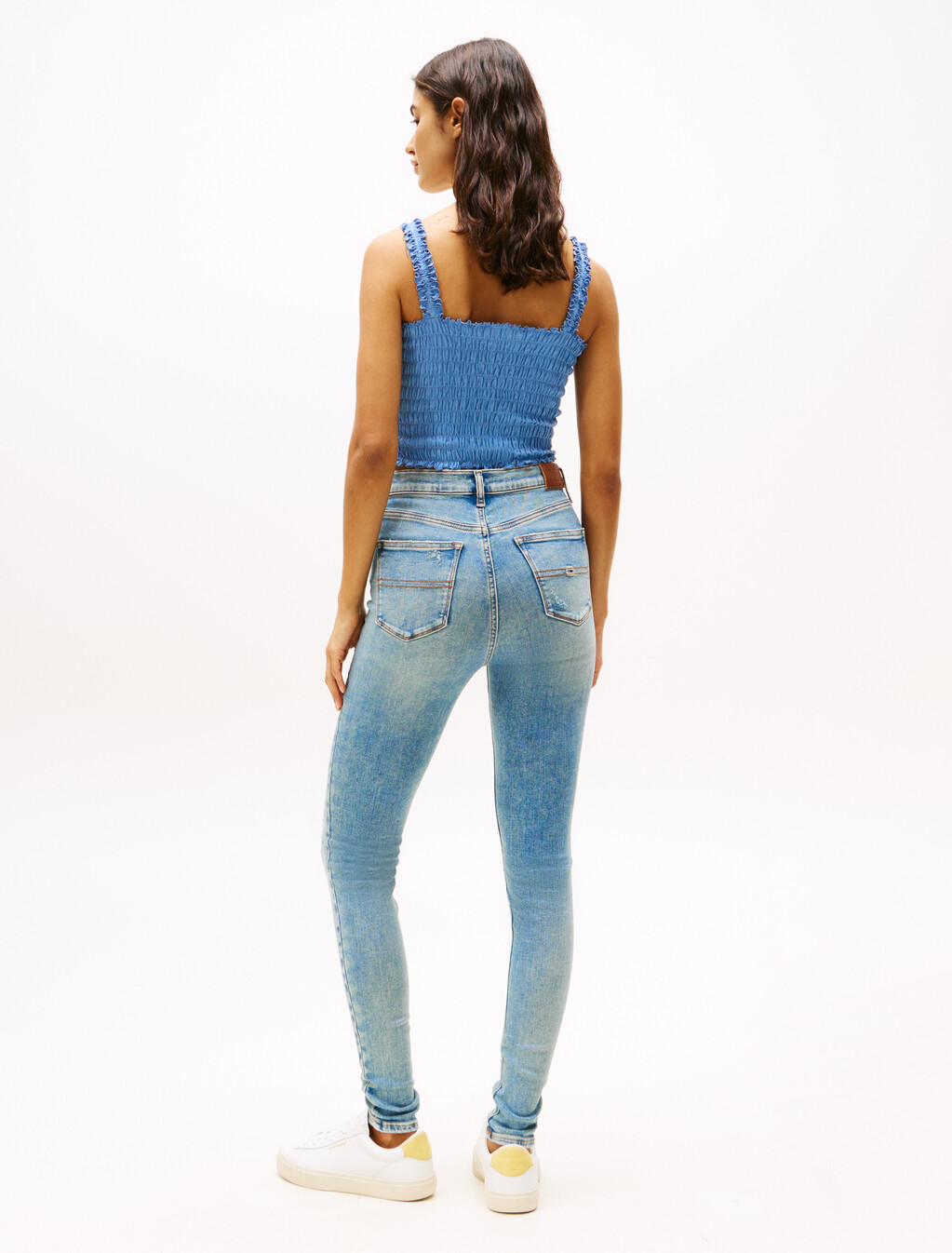 Nora Distressed Mid Rise Skinny Jeans, Denim Light, hi-res