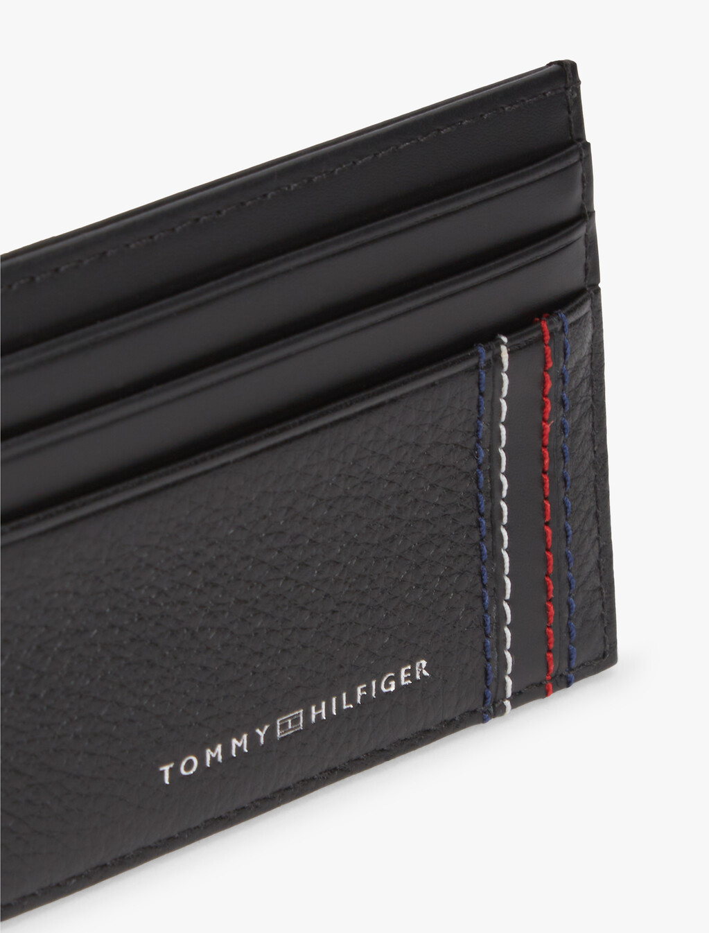 Logo Leather Credit Card Holder, Black, hi-res