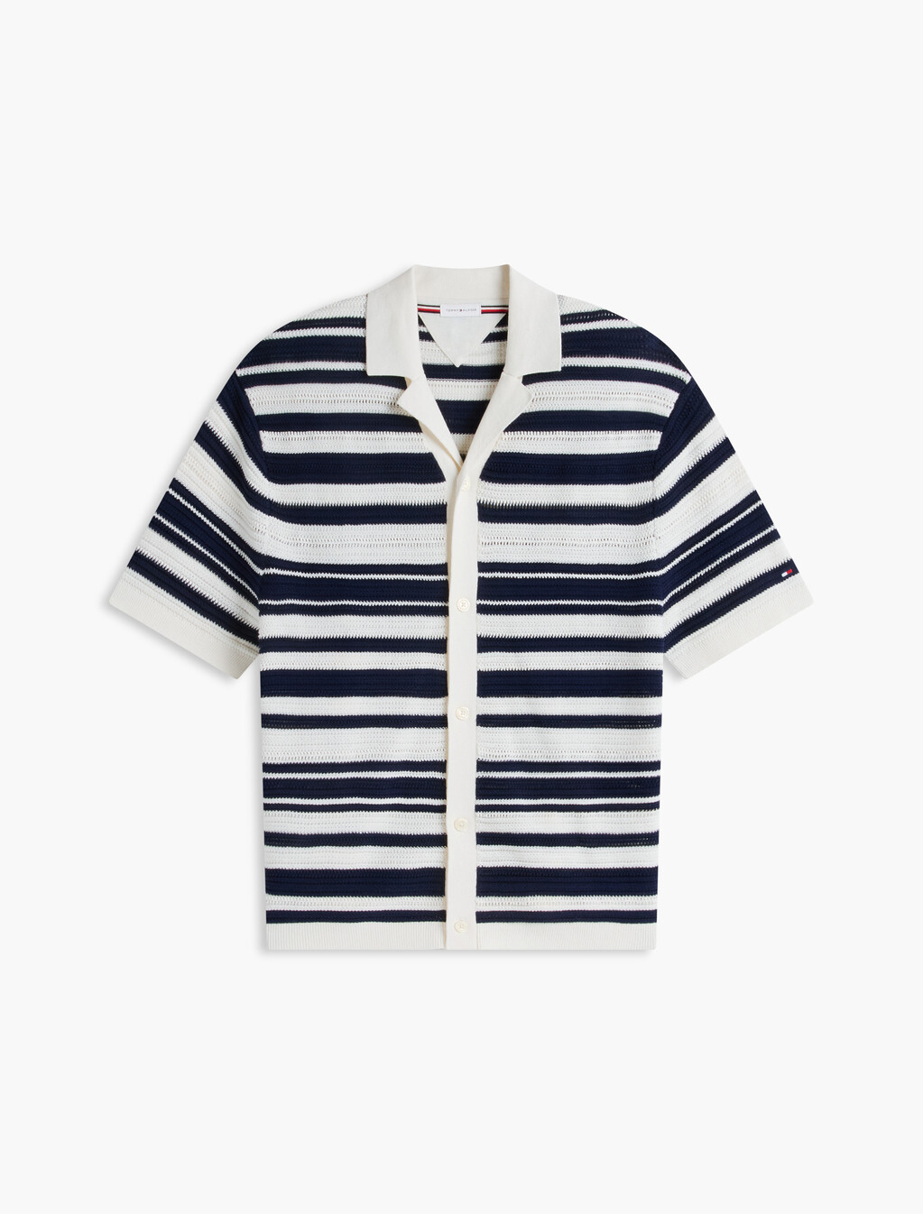 經典布列塔尼條紋短袖襯衫, Ivory Petal/ Carbon Navy, hi-res
