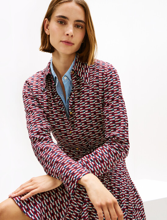 Self-Tie Belt Slim Mini Shirt Dress