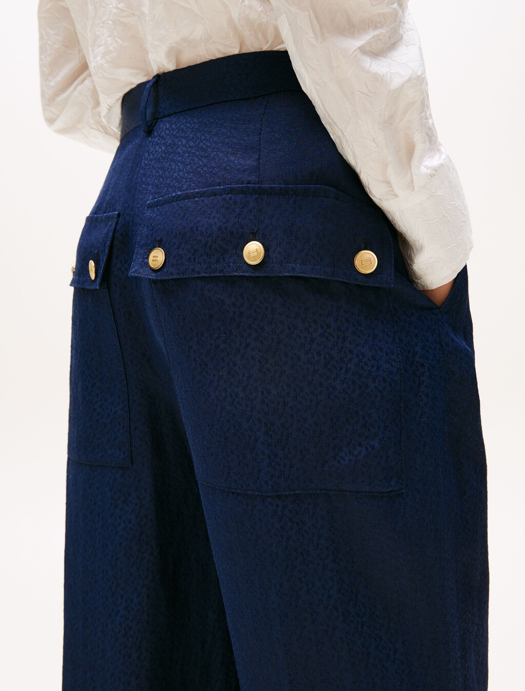 The Runway Collection Linen Blend Cargo Trousers, Dark Night Navy, hi-res