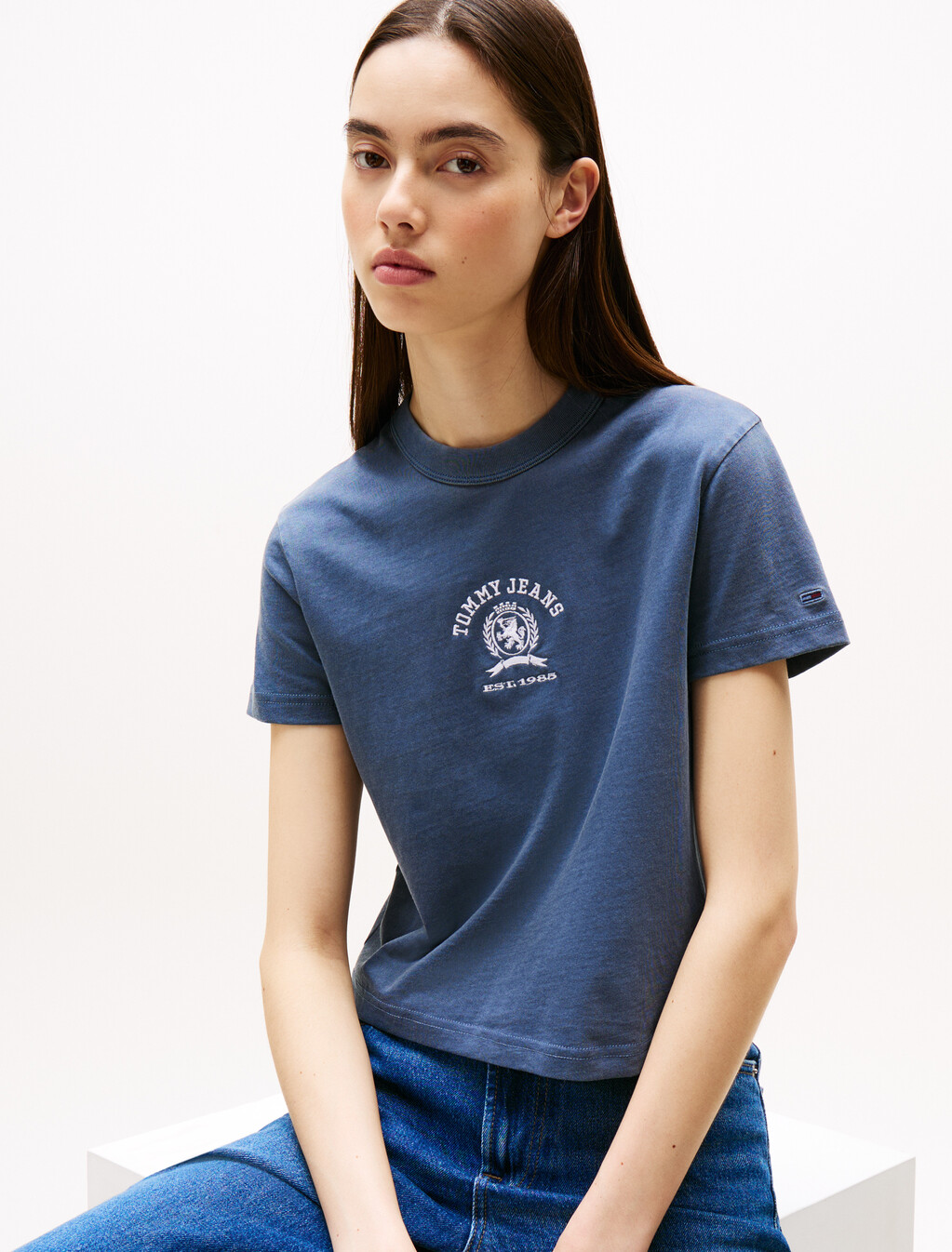 Varsity Crest Embroidery T-Shirt, Dark Night Navy, hi-res