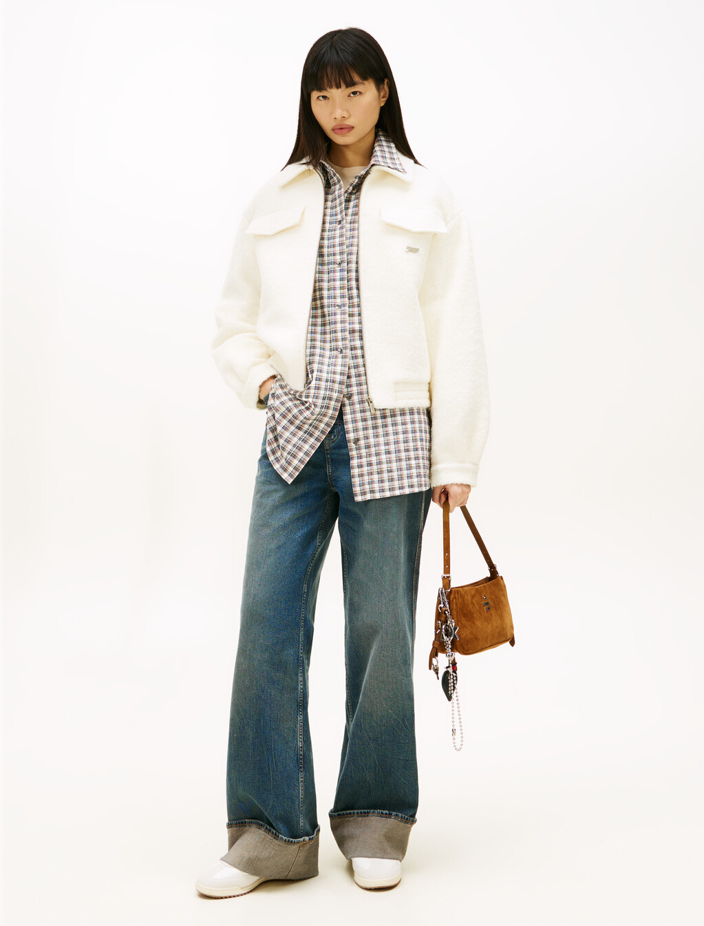 Wool Blend Oversized Zip Jacket, Ancient White, hi-res