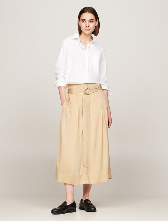 Belted Utility Midi Skirt